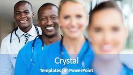  Presentation with diverse medical - Beautiful theme featuring a row with medical backdrop and a teal colored foreground