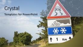  Presentation with shot arrows - Audience pleasing slide deck consisting of a rural road vertical backdrop and a light blue colored foreground