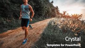  Presentation with rural road - Slides with athletic man runs on a rural tropical road during sunset background and a dark gray colored foreground