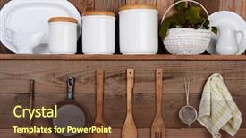  Presentation with kitchen towel - Presentation design consisting of a rustic kitchen wall background and a tawny brown colored foreground