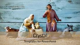  Presentation with saint joseph - Presentation design consisting of a rustic nativity scene background and a coral colored foreground