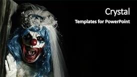  Presentation with evil - Slides with scary evil clown wearing background and a black colored foreground