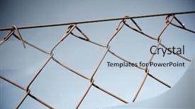  Presentation with chain link fence - PPT theme with a rusty metal fence background and a light blue colored foreground