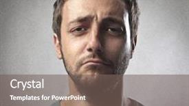  Presentation with sad - Colorful PPT theme enhanced with a sad young man backdrop and a violet colored foreground