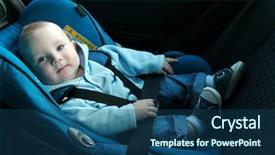  Presentation with old car - Presentation having a safety car seat background and a ocean colored foreground