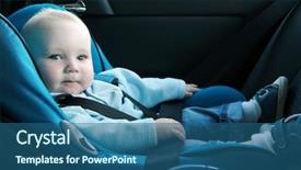  Presentation with old car - Audience pleasing presentation theme consisting of a safety car seat backdrop and a ocean colored foreground