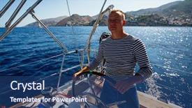  Presentation with yacht - Audience pleasing PPT theme consisting of a sailing yacht boat backdrop and a ocean colored foreground