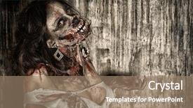  Presentation with zombie - Theme with a scary bloody zombie background and a coral colored foreground