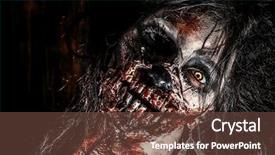  Presentation with scary halloween - Beautiful slides featuring a scary bloody zombie backdrop and a tawny brown colored foreground