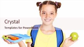  Presentation with healthy lunchbox - PPT theme featuring a schoolgirl having healthy background and a lemonade colored foreground