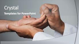  Presentation with moving patient - Audience pleasing slide set consisting of a senior caucasian patient backdrop and a gray colored foreground