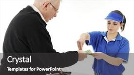  Presentation with teen food - Colorful theme enhanced with a senior man customer backdrop and a  colored foreground