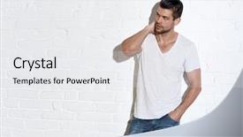  Presentation with white brick wall - Cool new presentation with a serious young man backdrop and a white colored foreground