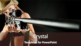  Presentation with young sing woman singing young - Presentation theme having a sexy woman soldier background and a wine colored foreground