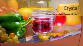  Presentation with refrigerator - Slides consisting of a shelf open refrigerator background and a yellow colored foreground