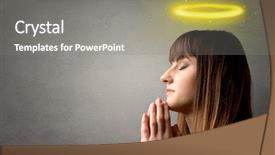  Presentation with black woman praying - Slide set featuring a shiny yellow halo background and a gray colored foreground