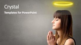  Presentation with black woman praying - Colorful PPT theme enhanced with a shiny yellow halo backdrop and a gray colored foreground