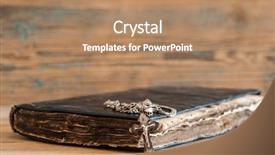  Presentation with crucifix - PPT theme featuring a silver small crucifix background and a coral colored foreground