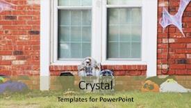  Presentation with house window - PPT theme consisting of a single-family house background and a yellow colored foreground