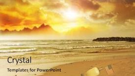  Presentation with sea glass - Slide deck with a small american flag background and a  colored foreground