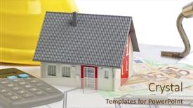  Presentation with blueprint - Theme with a small house calculator background and a lemonade colored foreground