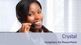  Presentation with customer service - Colorful slides enhanced with a smiling african customer backdrop and a lemonade colored foreground