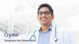 Presentation with doctor asian - Slide set consisting of a smiling asian india background and a sky blue colored foreground