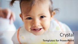  Presentation with cute - Colorful PPT layouts enhanced with a smiling cute toddler backdrop and a coral colored foreground