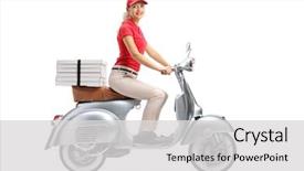  Presentation with pizza - Cool new slide deck with a smiling pizza delivery backdrop and a light gray colored foreground
