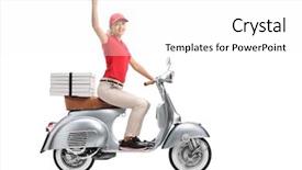  Presentation with pizza delivery - Presentation design enhanced with a smiling pizza delivery background and a white colored foreground