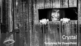  Presentation with crack - Amazing slide set having a smiling woman peer backdrop and a gray colored foreground