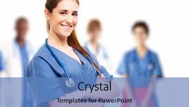  Presentation with nurse team - Presentation consisting of a smiling young nurse background and a teal colored foreground