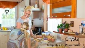  Presentation with school family - Cool new PPT layouts with her children in the morning backdrop and a coral colored foreground