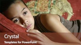  Presentation with blue eyes technology eye scan - Amazing presentation design having a sofa settee deep backdrop and a  colored foreground