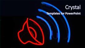  Presentation with speaker - PPT theme consisting of a speaker playing music background and a navy blue colored foreground