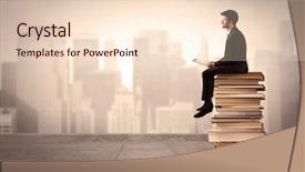  Presentation with business book - Audience pleasing presentation design consisting of a stack of book backdrop and a lemonade colored foreground