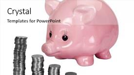  Presentation with bank - PPT layouts consisting of a stacks of coins background and a white colored foreground