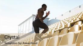  Presentation with upstairs - Theme having a stadium running upstairs background and a  colored foreground