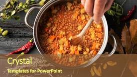  Presentation with cooking - Presentation theme featuring a stainless steel cooking background and a tawny brown colored foreground