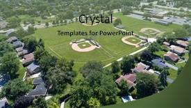  Presentation with middle school - Colorful presentation theme enhanced with a suburban middle school backdrop and a seafoam green colored foreground