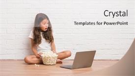  Presentation with popcorn movie - Beautiful theme featuring a surprise face afraid backdrop and a  colored foreground