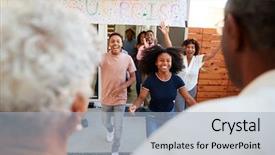  Presentation with marriage and family - Slide deck with a surprise family party background and a light blue colored foreground