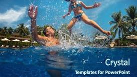  Presentation with happy baby - Amazing presentation having a swimming pool jumping backdrop and a ocean colored foreground
