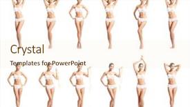  Presentation with female sport - Audience pleasing theme consisting of a swimsuit health vitamins backdrop and a  colored foreground