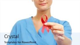  Presentation with hiv ribbon - Cool new presentation theme with a symbol of aids backdrop and a light blue colored foreground