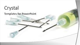  Presentation with needle - Colorful PPT layouts enhanced with a syringe and needle backdrop and a white colored foreground