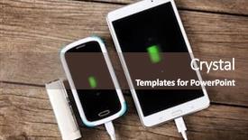  Presentation with power bank - Presentation theme consisting of a tablet being charge background and a tawny brown colored foreground