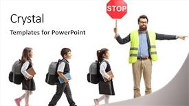  Presentation with walking - Cool new presentation with a teacher with safety backdrop and a white colored foreground