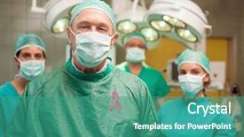  Presentation with breast cancer awareness - Amazing presentation theme having a team against breast backdrop and a teal colored foreground