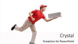  Presentation with delivery boy - Beautiful slide deck featuring a teenage pizza delivery backdrop and a white colored foreground